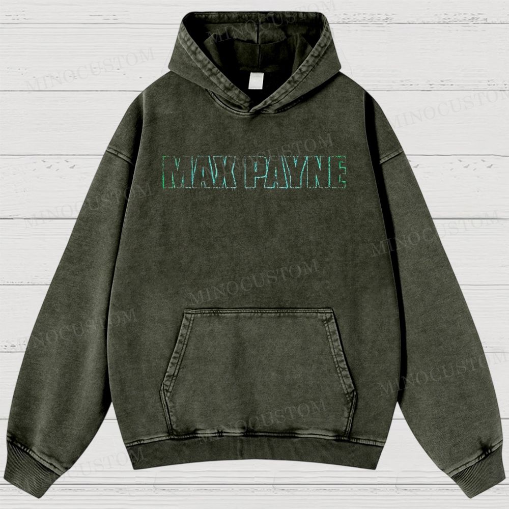 Max Payne Action Shooter Graphic Washed Hoodies 