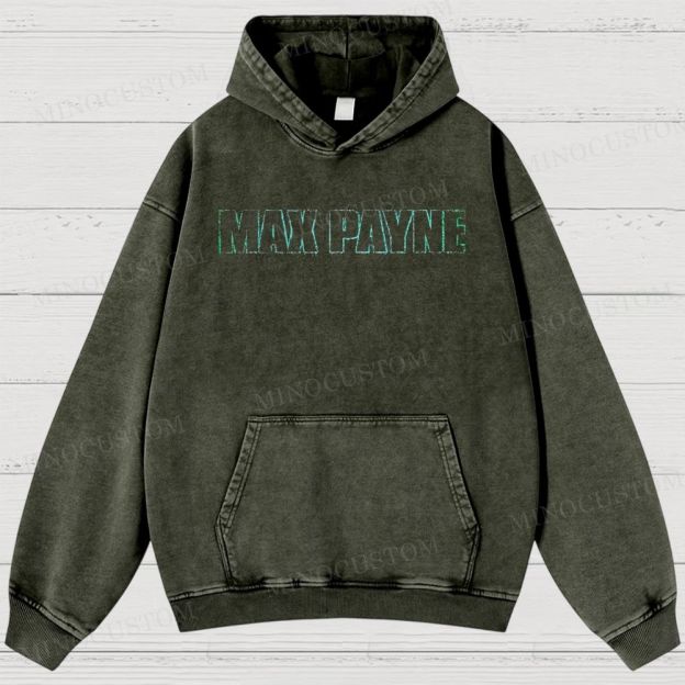 Max Payne Action Shooter Graphic Washed Hoodies 