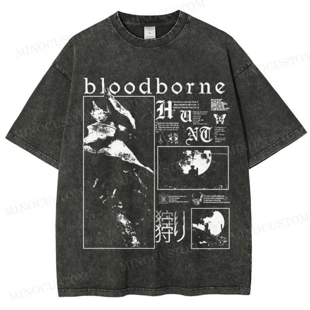 Bloodborne Action RPG Horror Graphic Washed T-Shirt