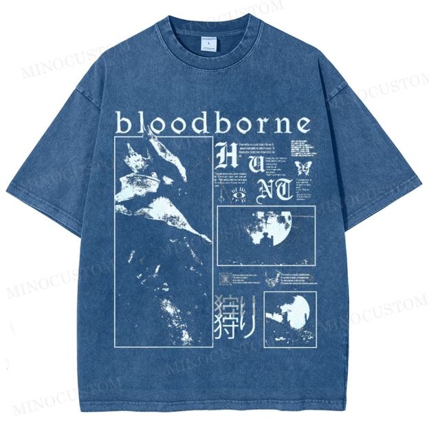 Bloodborne Action RPG Horror Graphic Washed T-Shirt
