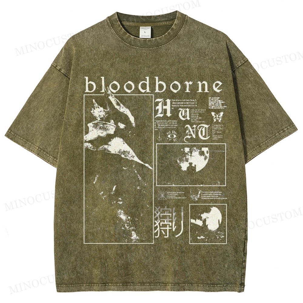 Bloodborne Action RPG Horror Graphic Washed T-Shirt