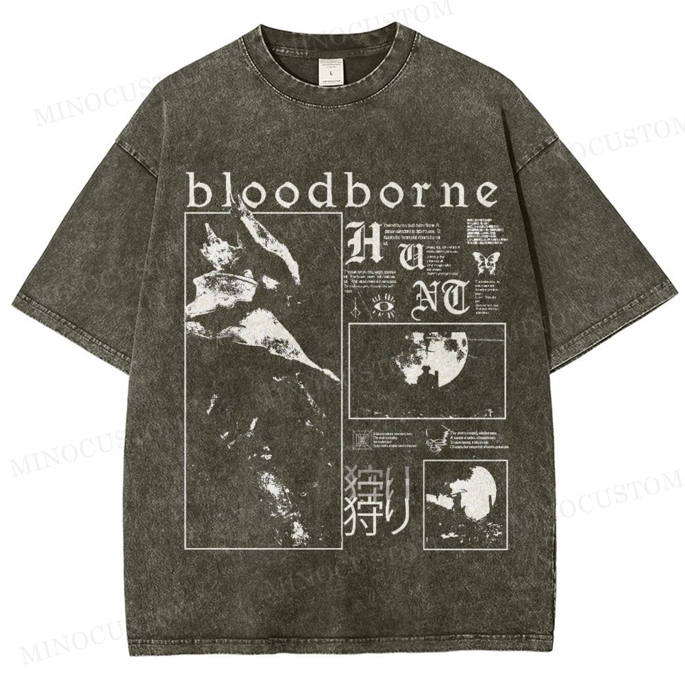 Bloodborne Action RPG Horror Graphic Washed T-Shirt