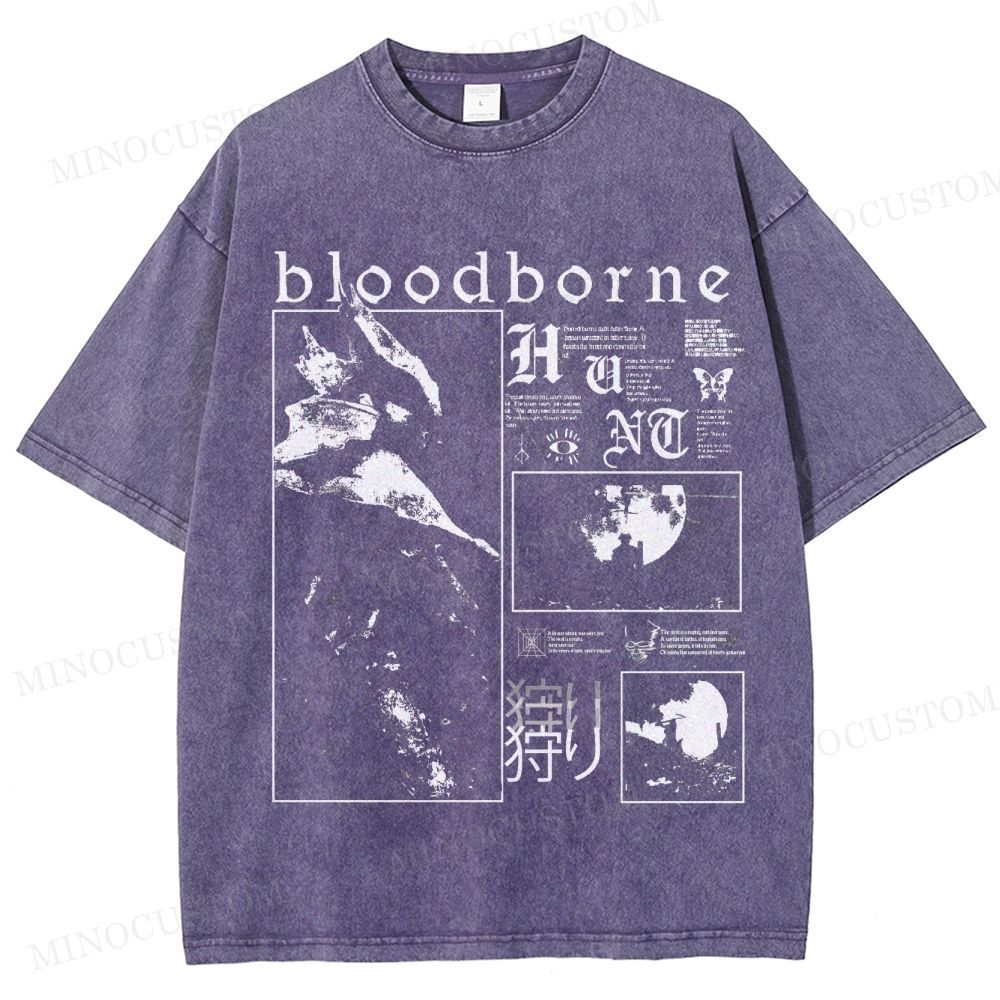 Bloodborne Action RPG Horror Graphic Washed T-Shirt