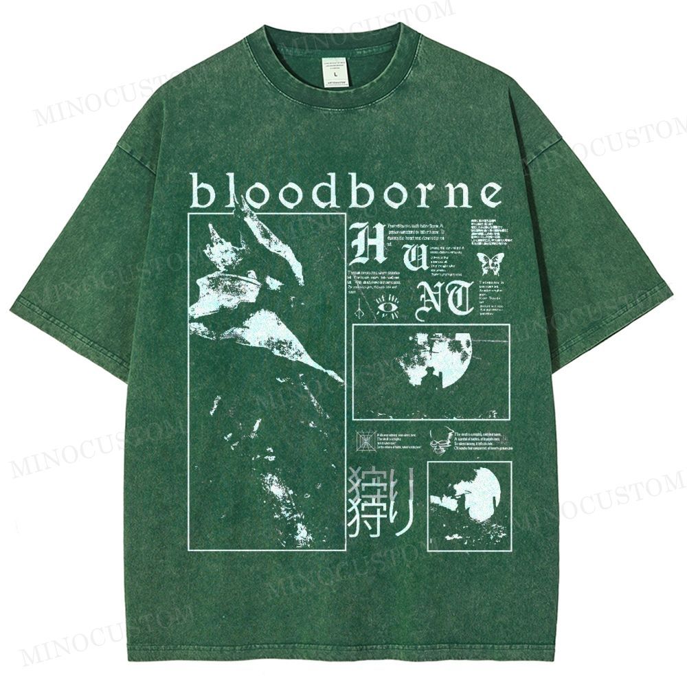Bloodborne Action RPG Horror Graphic Washed T-Shirt