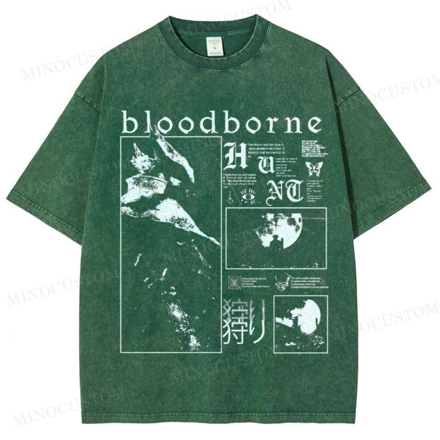 Bloodborne Action RPG Horror Graphic Washed T-Shirt
