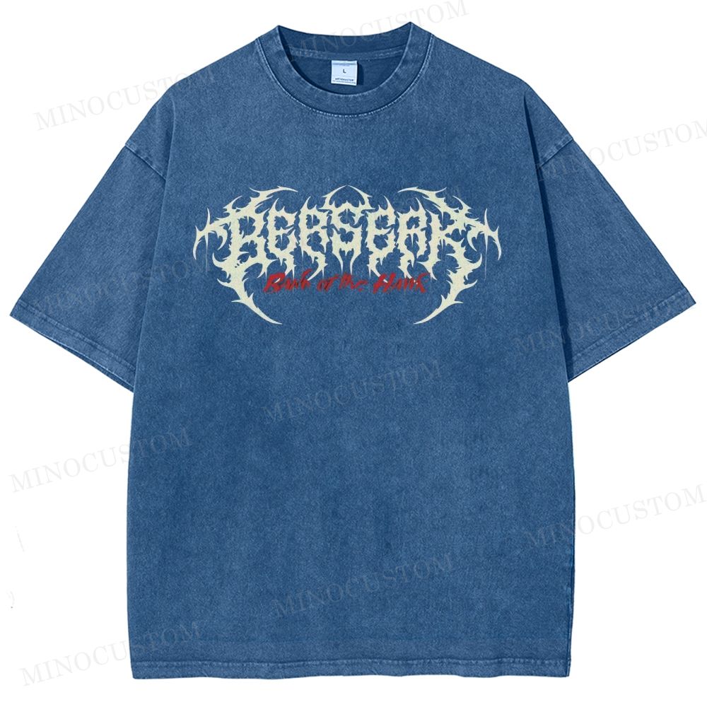Berserk Dark Fantasy Action Graphic Washed T-Shirt