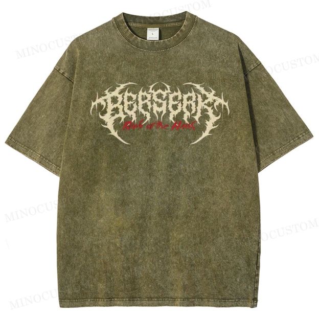 Berserk Dark Fantasy Action Graphic Washed T-Shirt