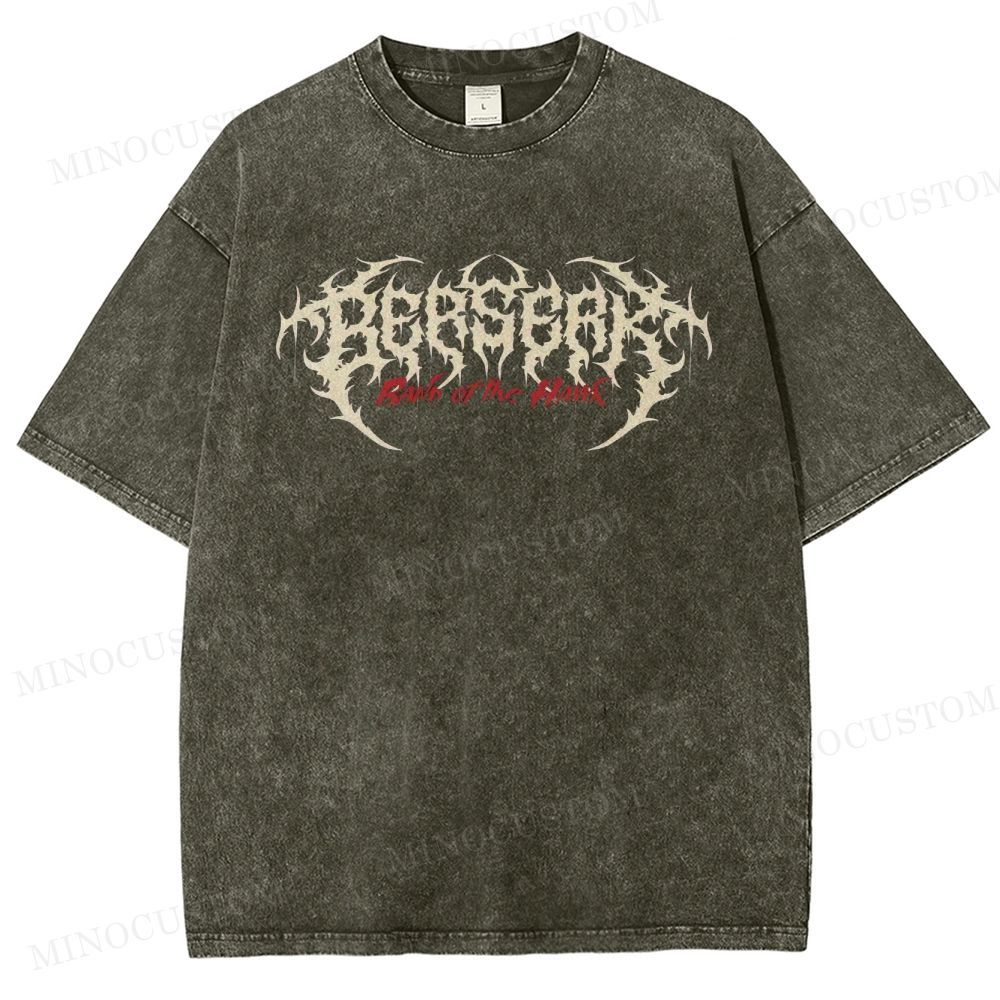 Berserk Dark Fantasy Action Graphic Washed T-Shirt