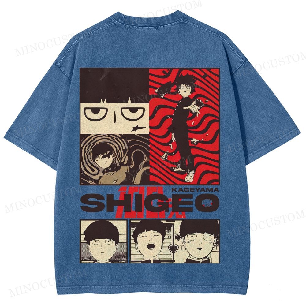 Mob Psycho 100 Supernatural Action Anime Graphic Washed T-Shirt