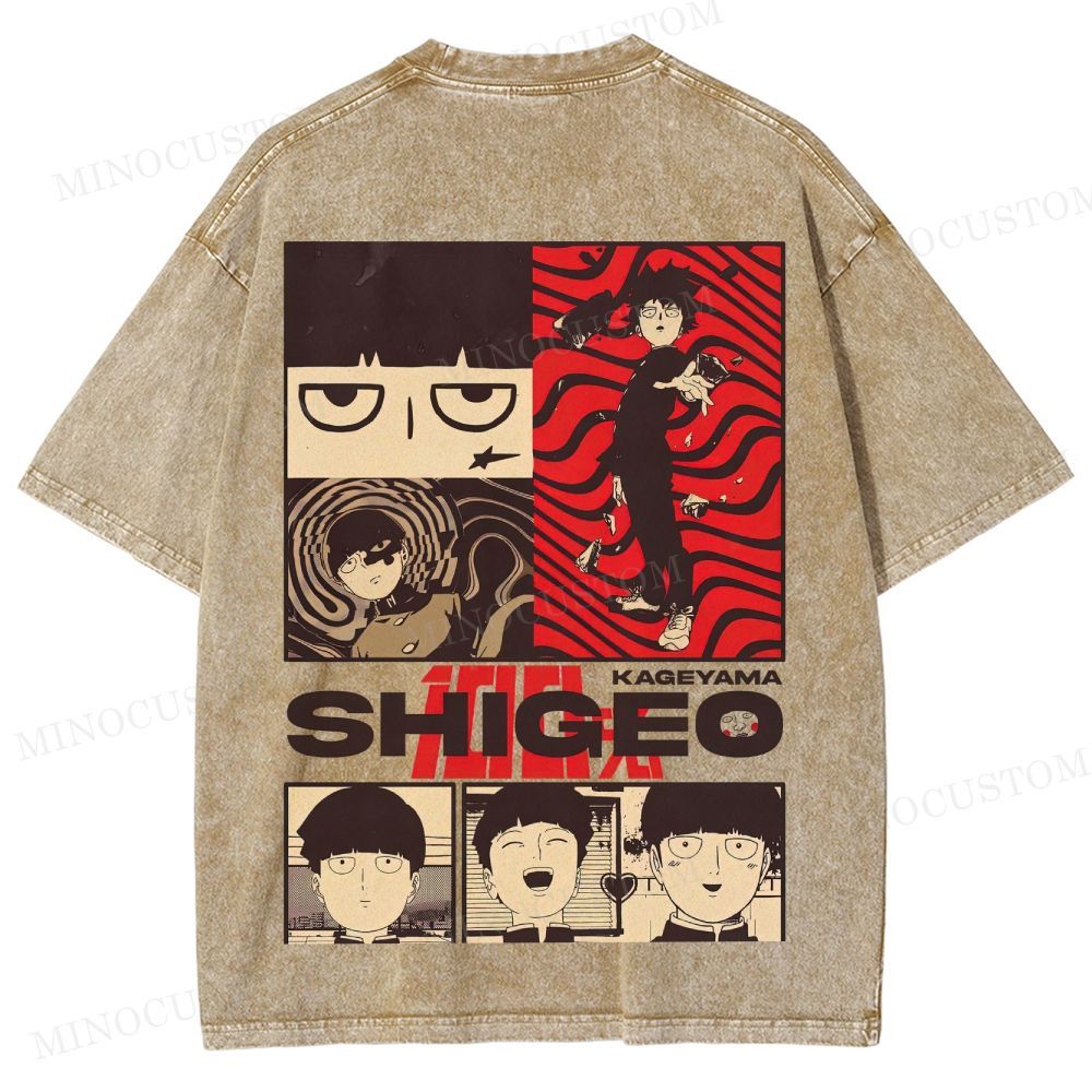 Mob Psycho 100 Supernatural Action Anime Graphic Washed T-Shirt