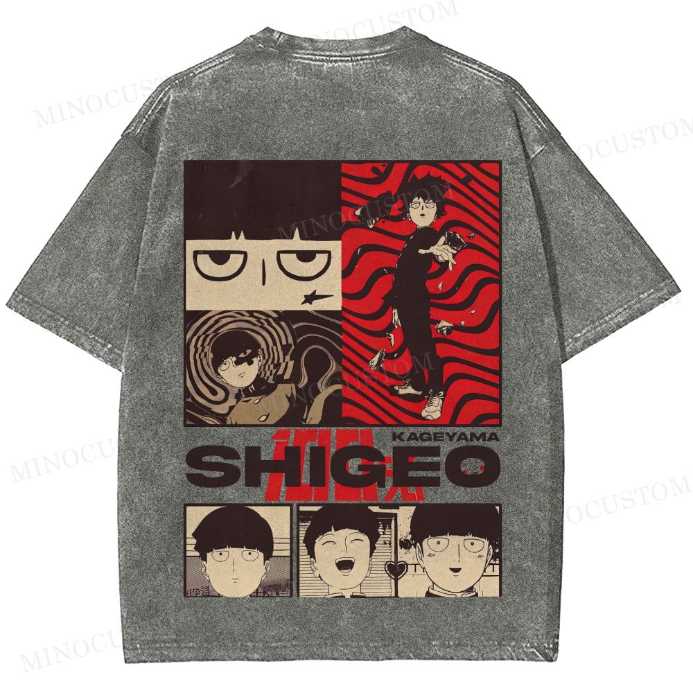 Mob Psycho 100 Supernatural Action Anime Graphic Washed T-Shirt