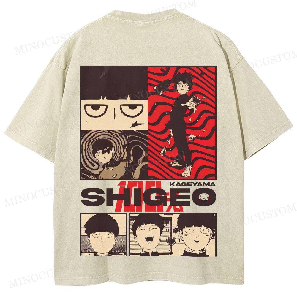 Mob Psycho 100 Supernatural Action Anime Graphic Washed T-Shirt