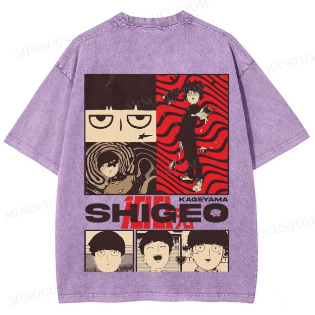 Mob Psycho 100 Supernatural Action Anime Graphic Washed T-Shirt