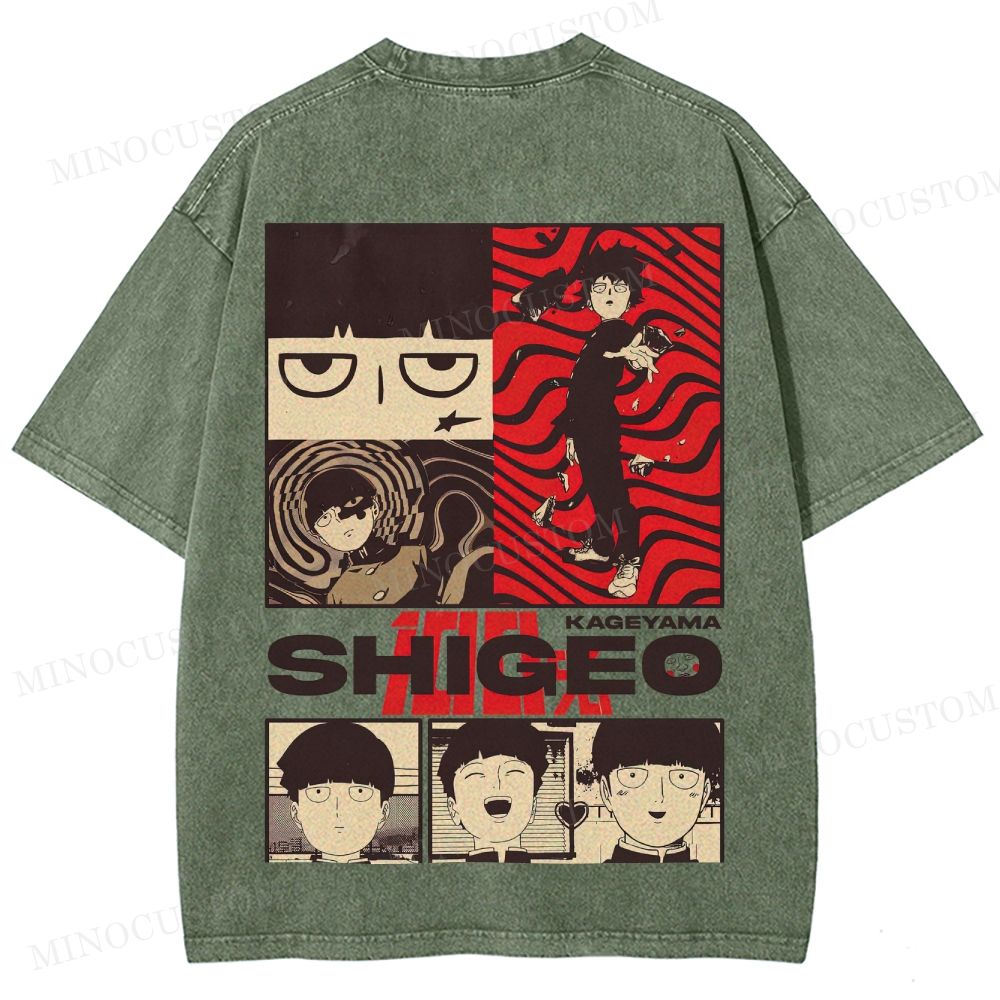 Mob Psycho 100 Supernatural Action Anime Graphic Washed T-Shirt