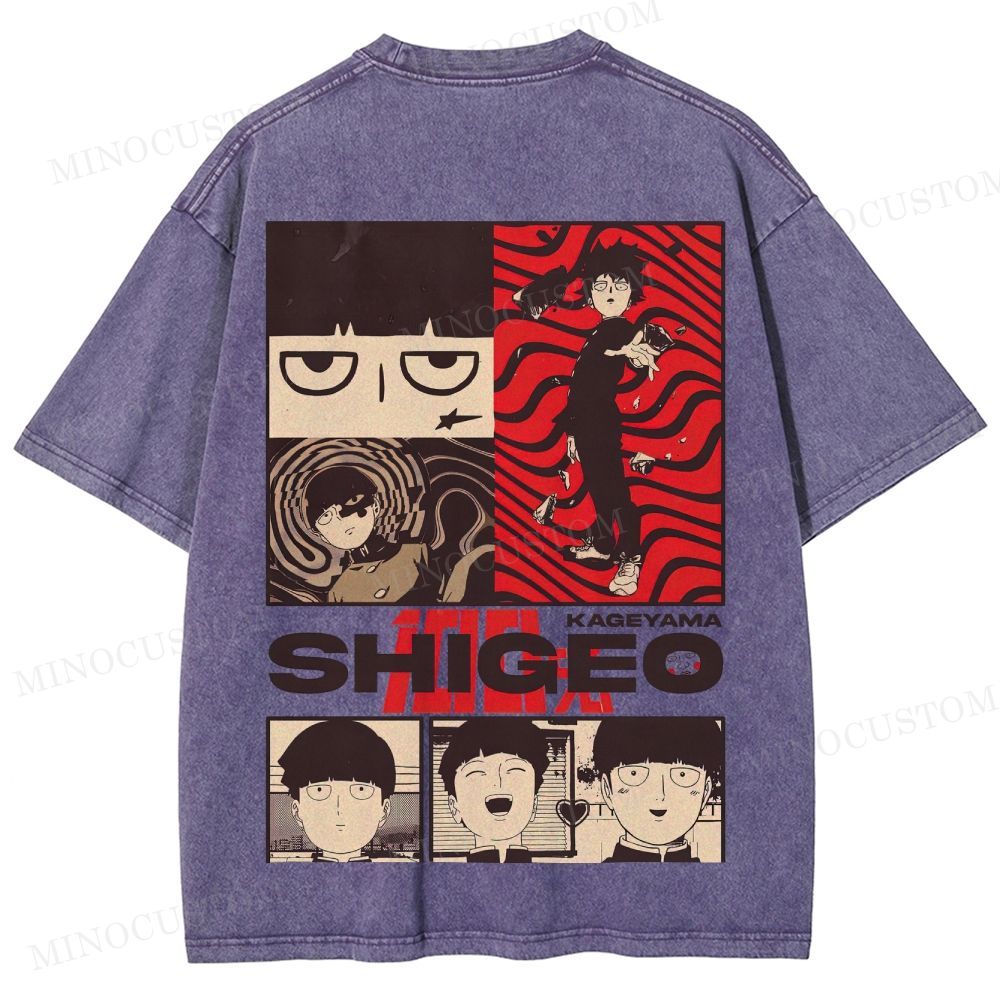 Mob Psycho 100 Supernatural Action Anime Graphic Washed T-Shirt