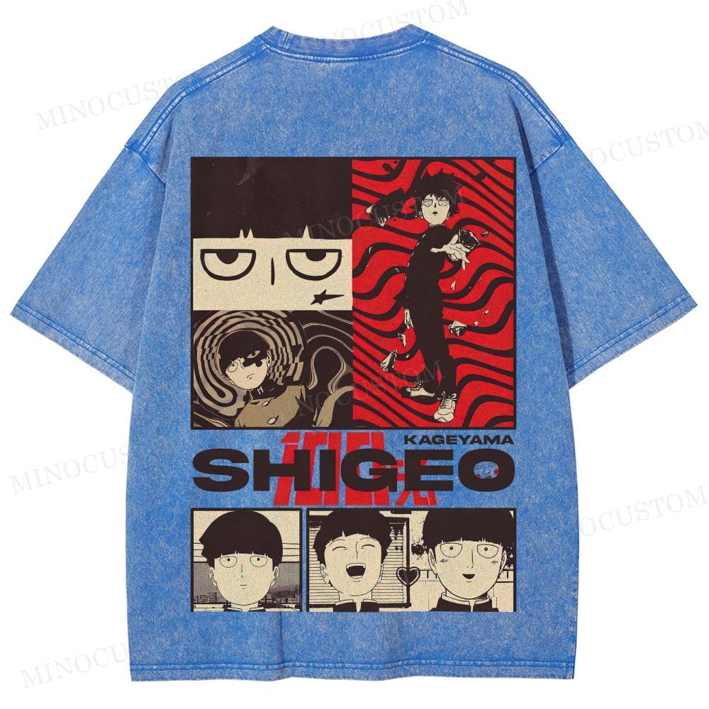 Mob Psycho 100 Supernatural Action Anime Graphic Washed T-Shirt