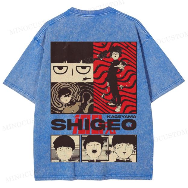 Mob Psycho 100 Supernatural Action Anime Graphic Washed T-Shirt