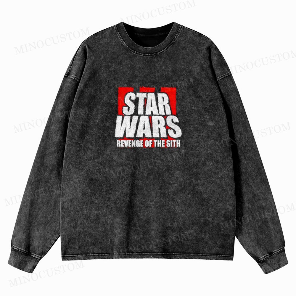Star Wars: Revenge of the Sith Sci-Fi Action Graphic Washed Long-Sleeved T-Shirt