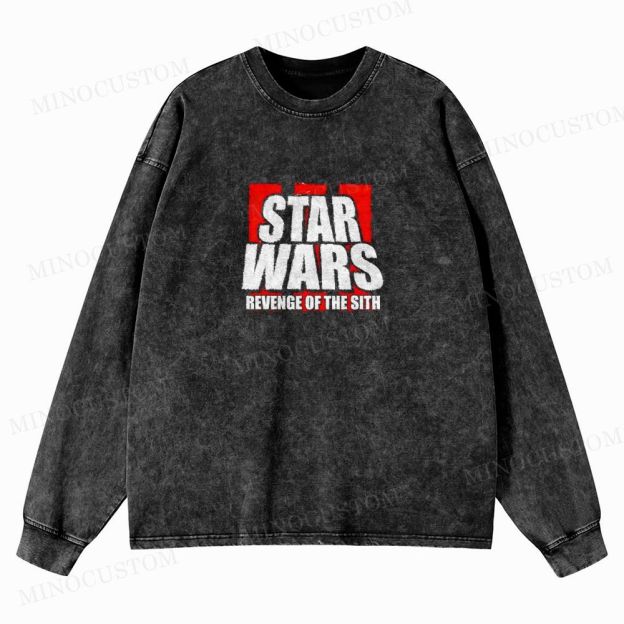 Star Wars: Revenge of the Sith Sci-Fi Action Graphic Washed Long-Sleeved T-Shirt
