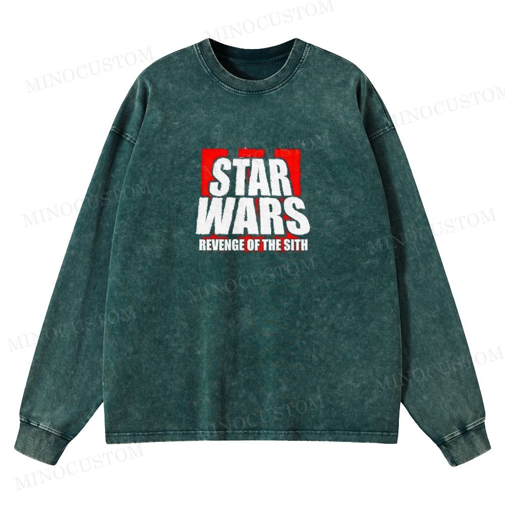 Star Wars: Revenge of the Sith Sci-Fi Action Graphic Washed Long-Sleeved T-Shirt