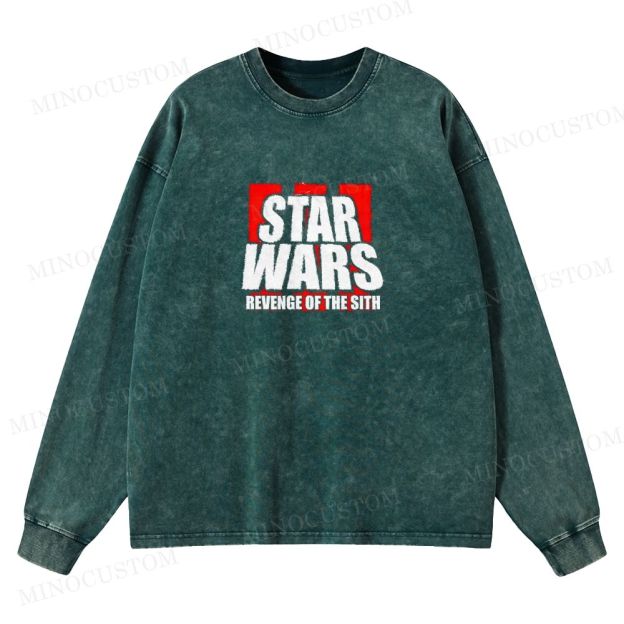 Star Wars: Revenge of the Sith Sci-Fi Action Graphic Washed Long-Sleeved T-Shirt
