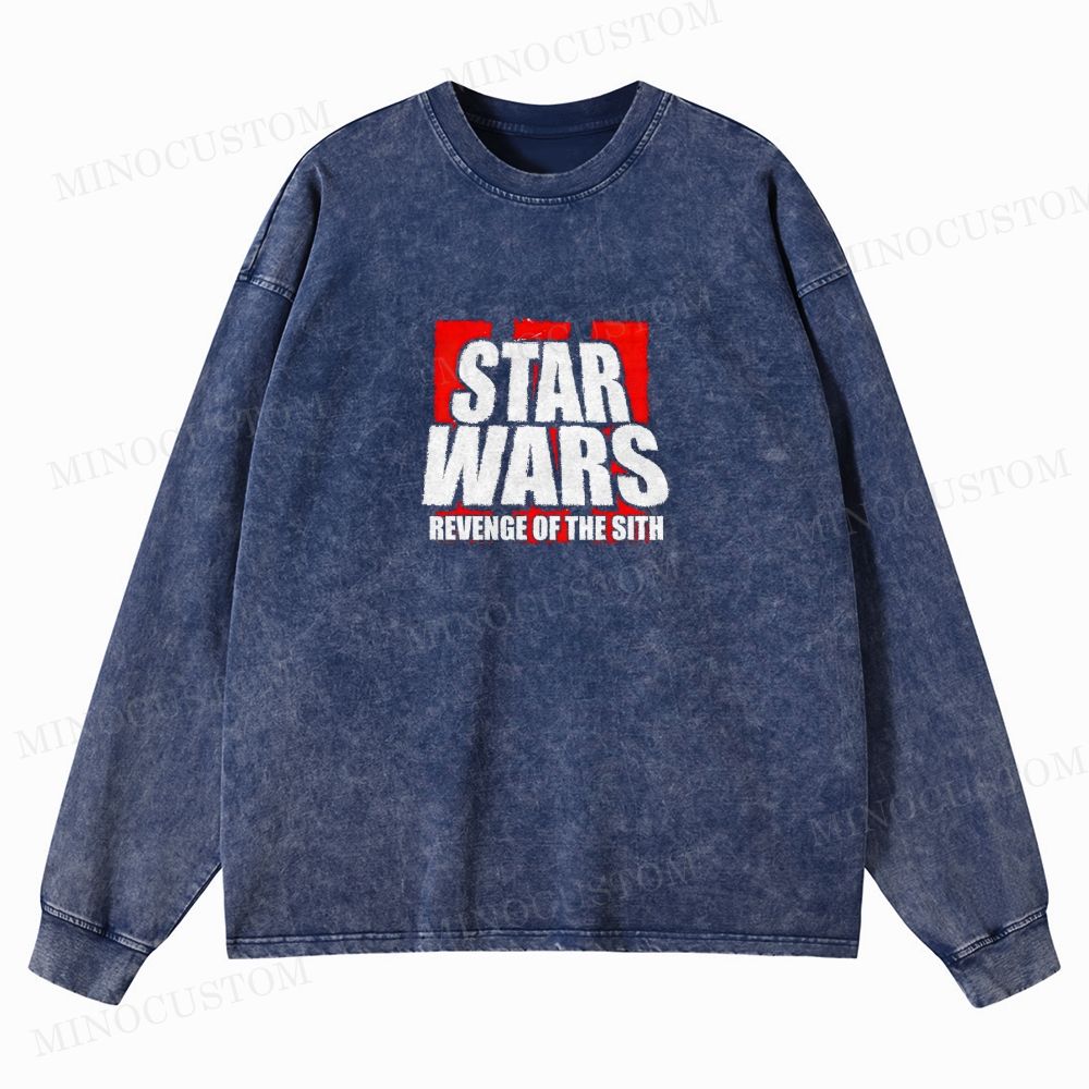 Star Wars: Revenge of the Sith Sci-Fi Action Graphic Washed Long-Sleeved T-Shirt
