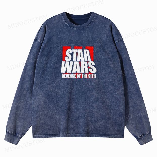 Star Wars: Revenge of the Sith Sci-Fi Action Graphic Washed Long-Sleeved T-Shirt