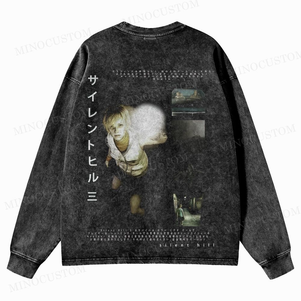Silent Hill 3 Survival Horror Graphic Washed Long-Sleeved T-Shirt 