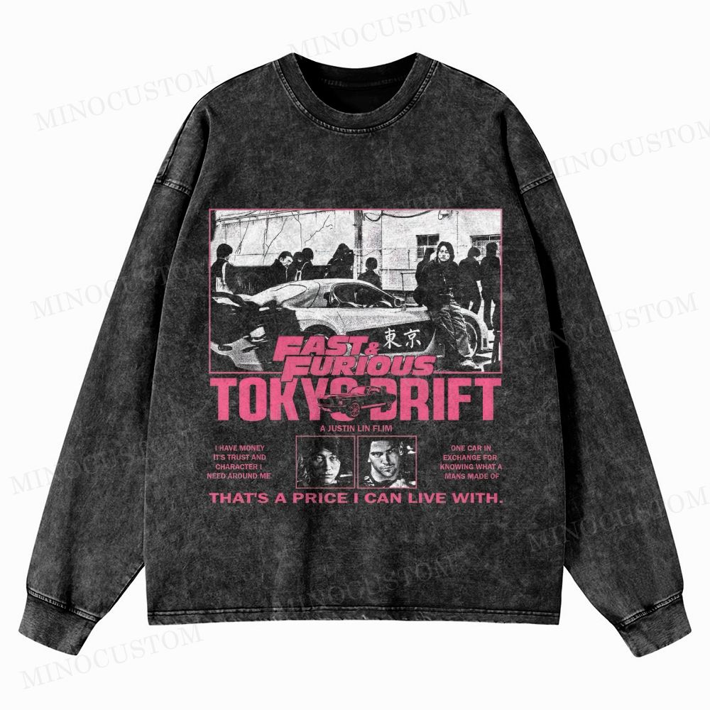 The Fast and the Furious: Tokyo Drift Action Racing Graphic Washed Long-Sleeved T-Shirt