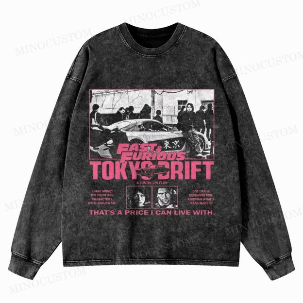 The Fast and the Furious: Tokyo Drift Action Racing Graphic Washed Long-Sleeved T-Shirt