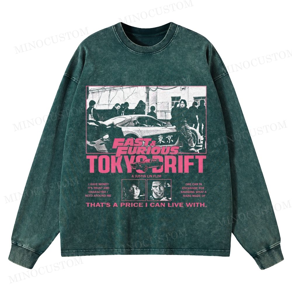 The Fast and the Furious: Tokyo Drift Action Racing Graphic Washed Long-Sleeved T-Shirt