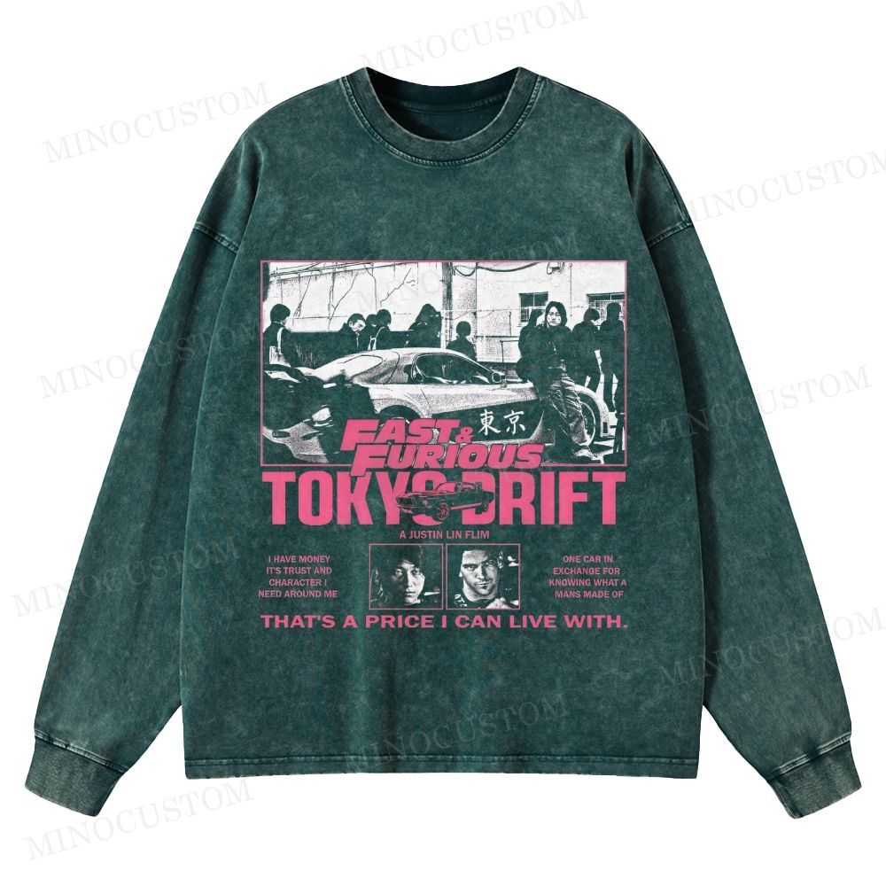 The Fast and the Furious: Tokyo Drift Action Racing Graphic Washed Long-Sleeved T-Shirt