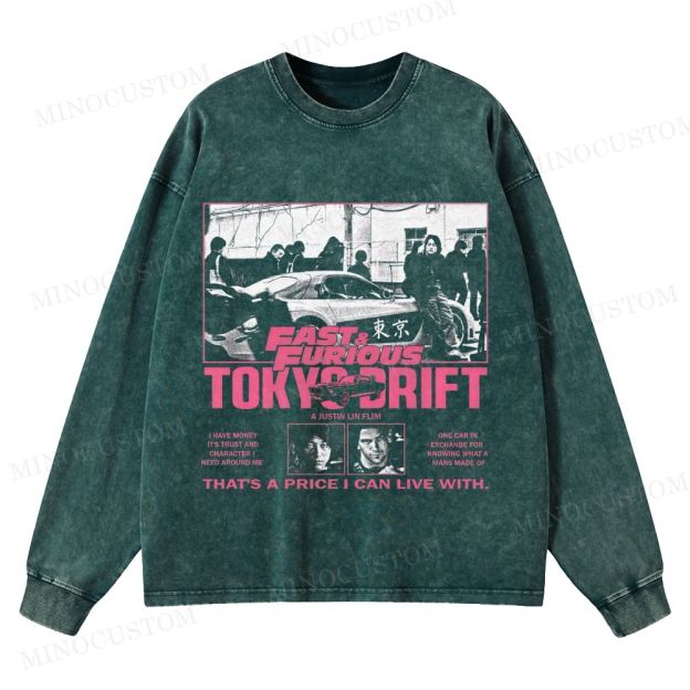 The Fast and the Furious: Tokyo Drift Action Racing Graphic Washed Long-Sleeved T-Shirt