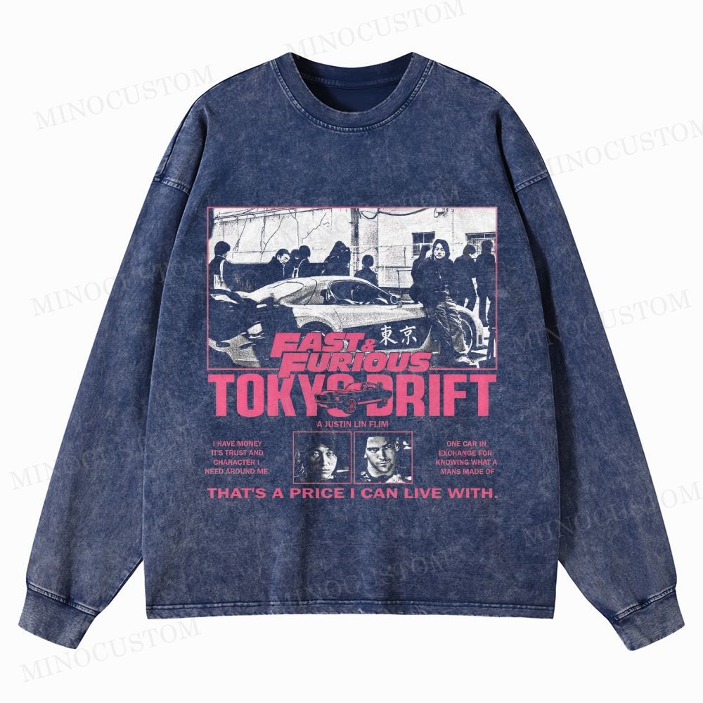 The Fast and the Furious: Tokyo Drift Action Racing Graphic Washed Long-Sleeved T-Shirt