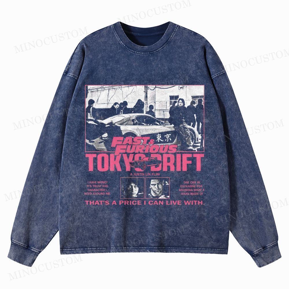 The Fast and the Furious: Tokyo Drift Action Racing Graphic Washed Long-Sleeved T-Shirt