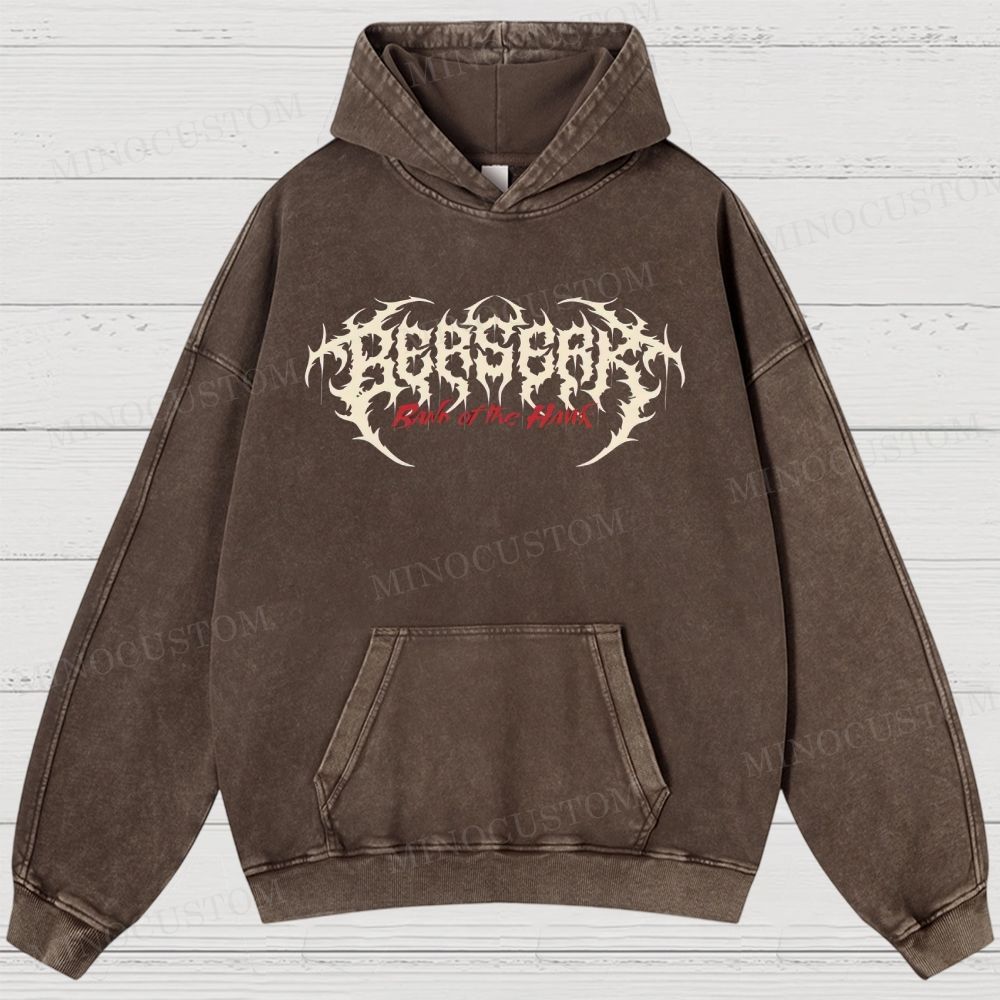Berserk Dark Fantasy Action Graphic Washed Hoodies