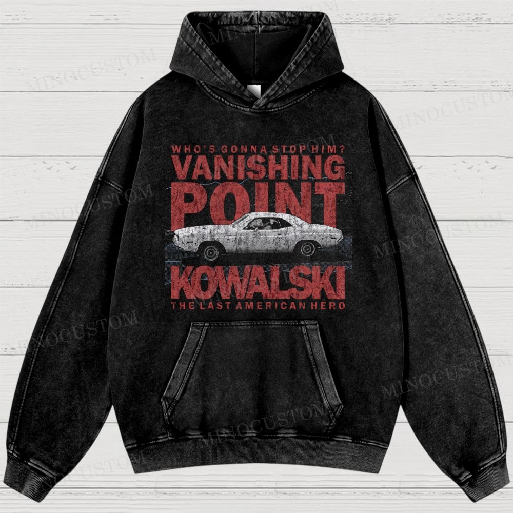 Vanishing Point Action Thriller Car Graphic Washed Hoodies