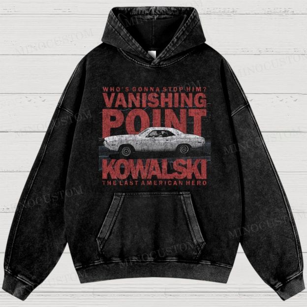 Vanishing Point Action Thriller Car Graphic Washed Hoodies
