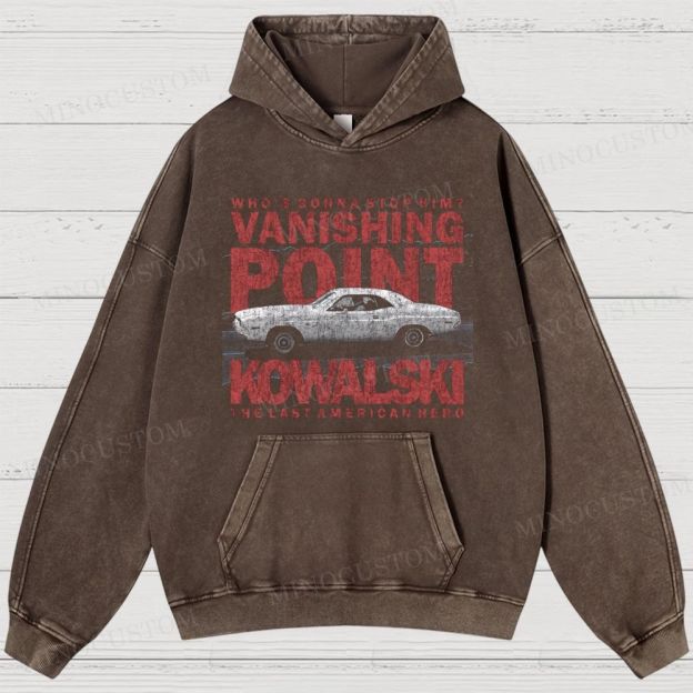 Vanishing Point Action Thriller Car Graphic Washed Hoodies