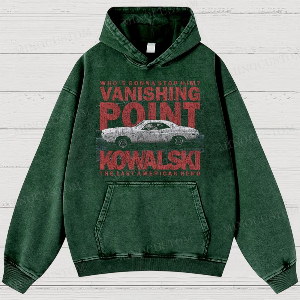 Vanishing Point Action Thriller Car Graphic Washed Hoodies