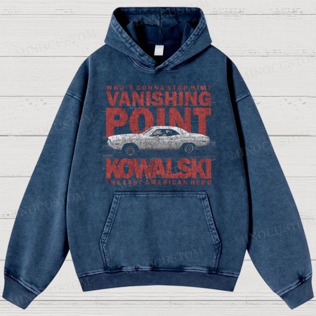 Vanishing Point Action Thriller Car Graphic Washed Hoodies