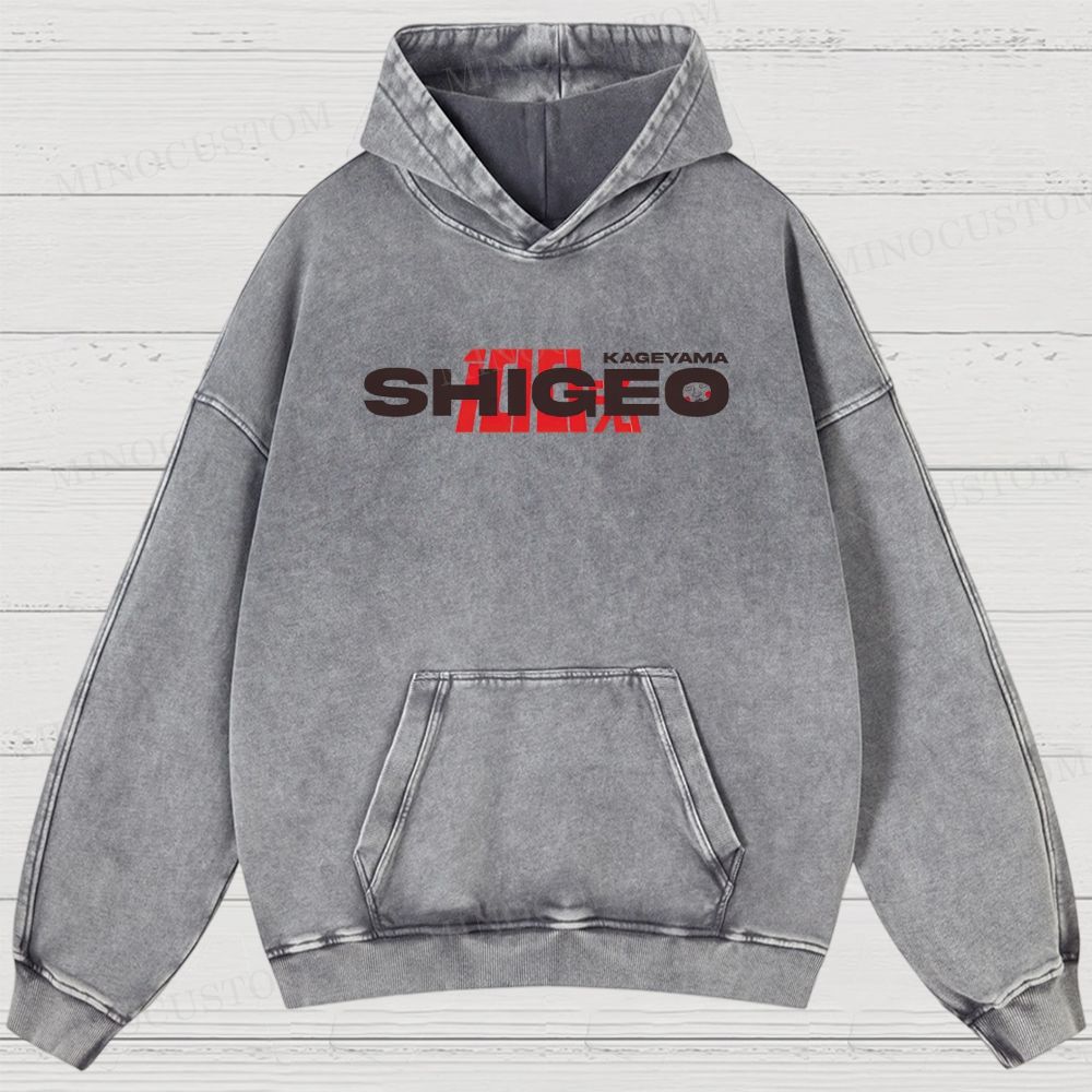 Mob Psycho 100 Supernatural Action Anime Graphic Washed Hoodies