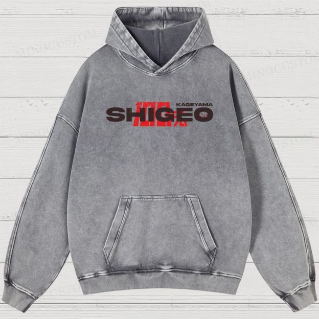 Mob Psycho 100 Supernatural Action Anime Graphic Washed Hoodies