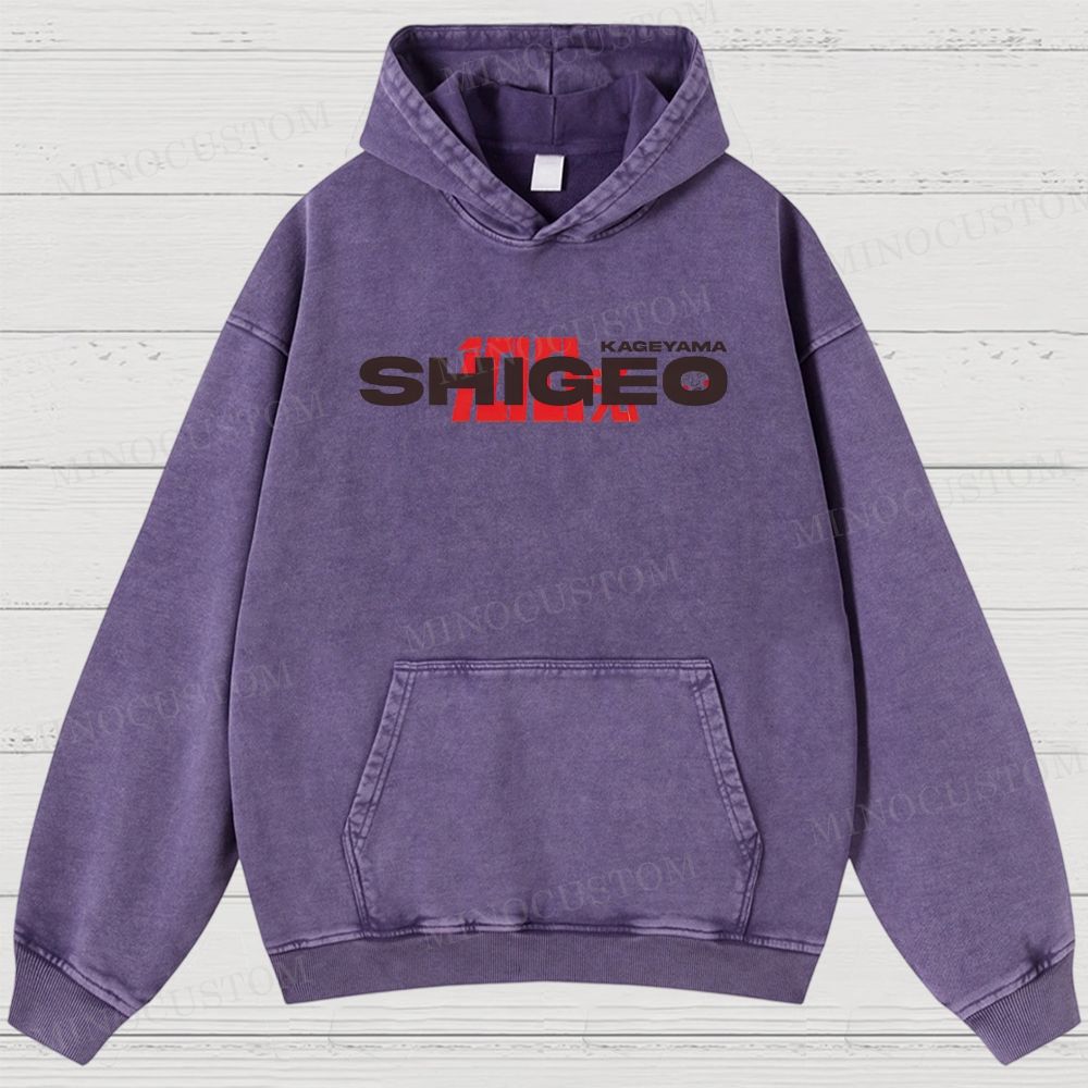 Mob Psycho 100 Supernatural Action Anime Graphic Washed Hoodies