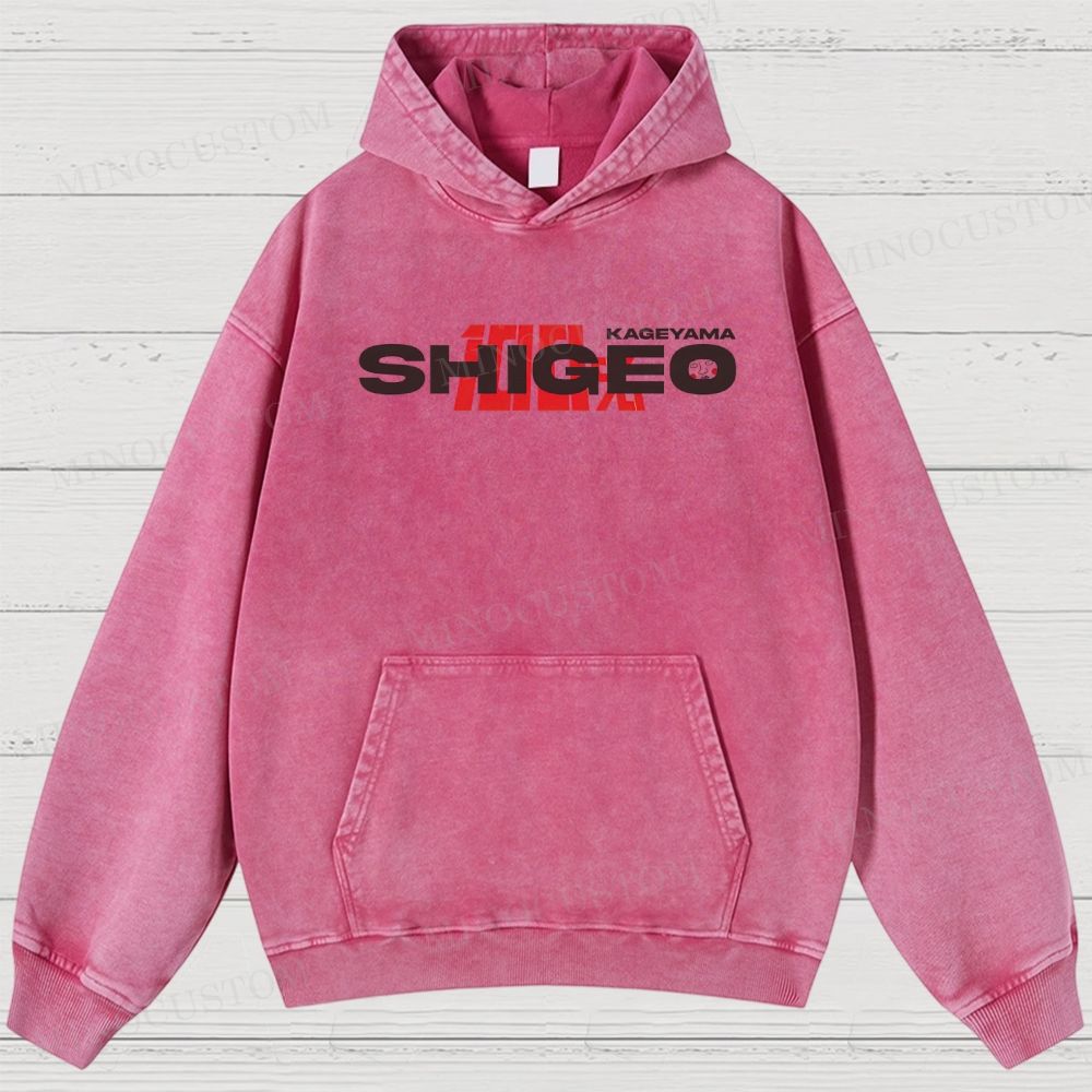 Mob Psycho 100 Supernatural Action Anime Graphic Washed Hoodies
