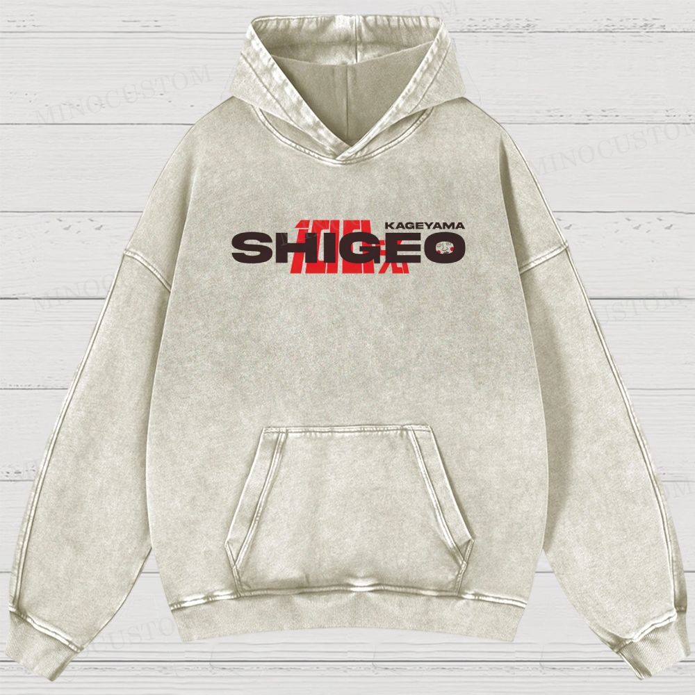 Mob Psycho 100 Supernatural Action Anime Graphic Washed Hoodies