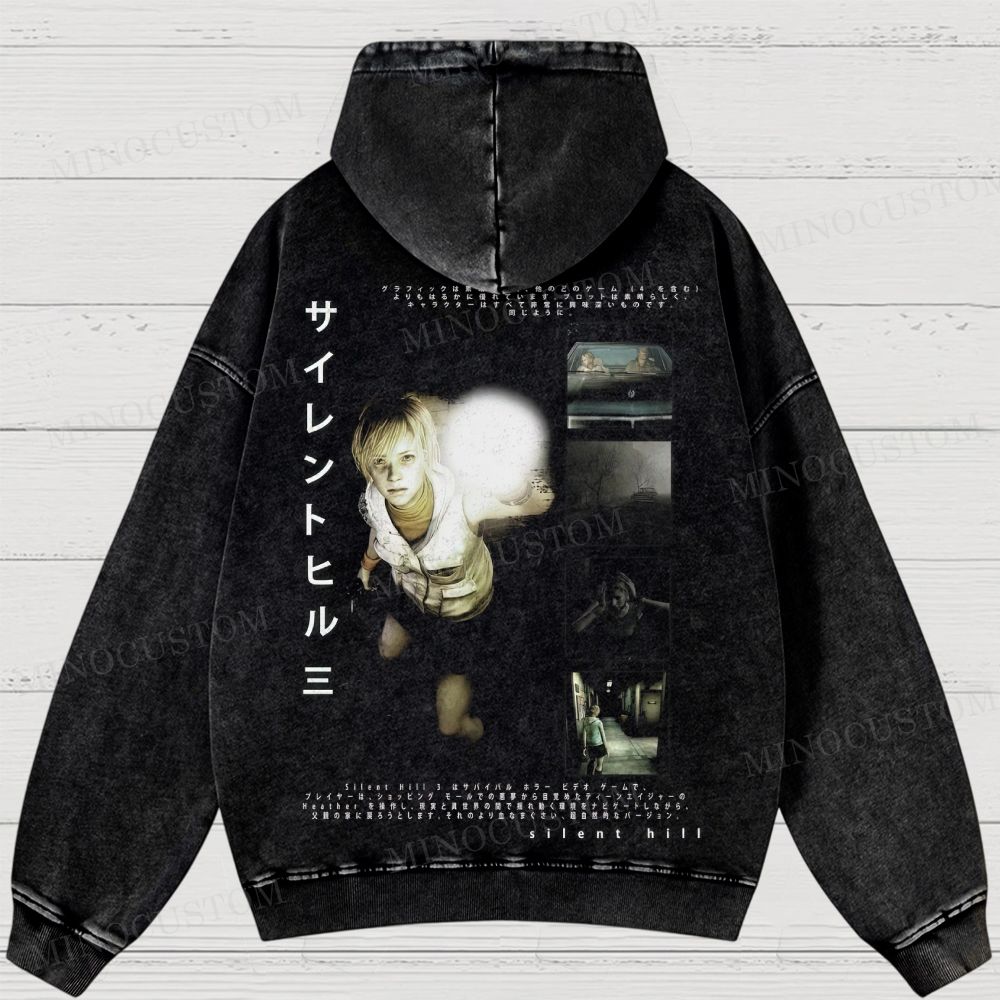 Silent Hill 3 Survival Horror Graphic Washed Hoodies