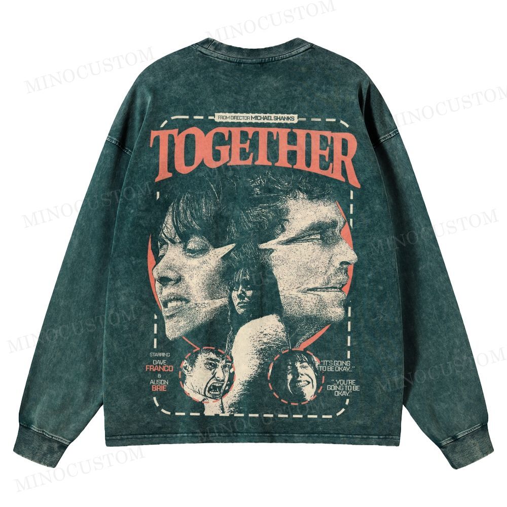 Together (2025) Body Horror Romance Graphic Washed Long-Sleeved T-Shirt 