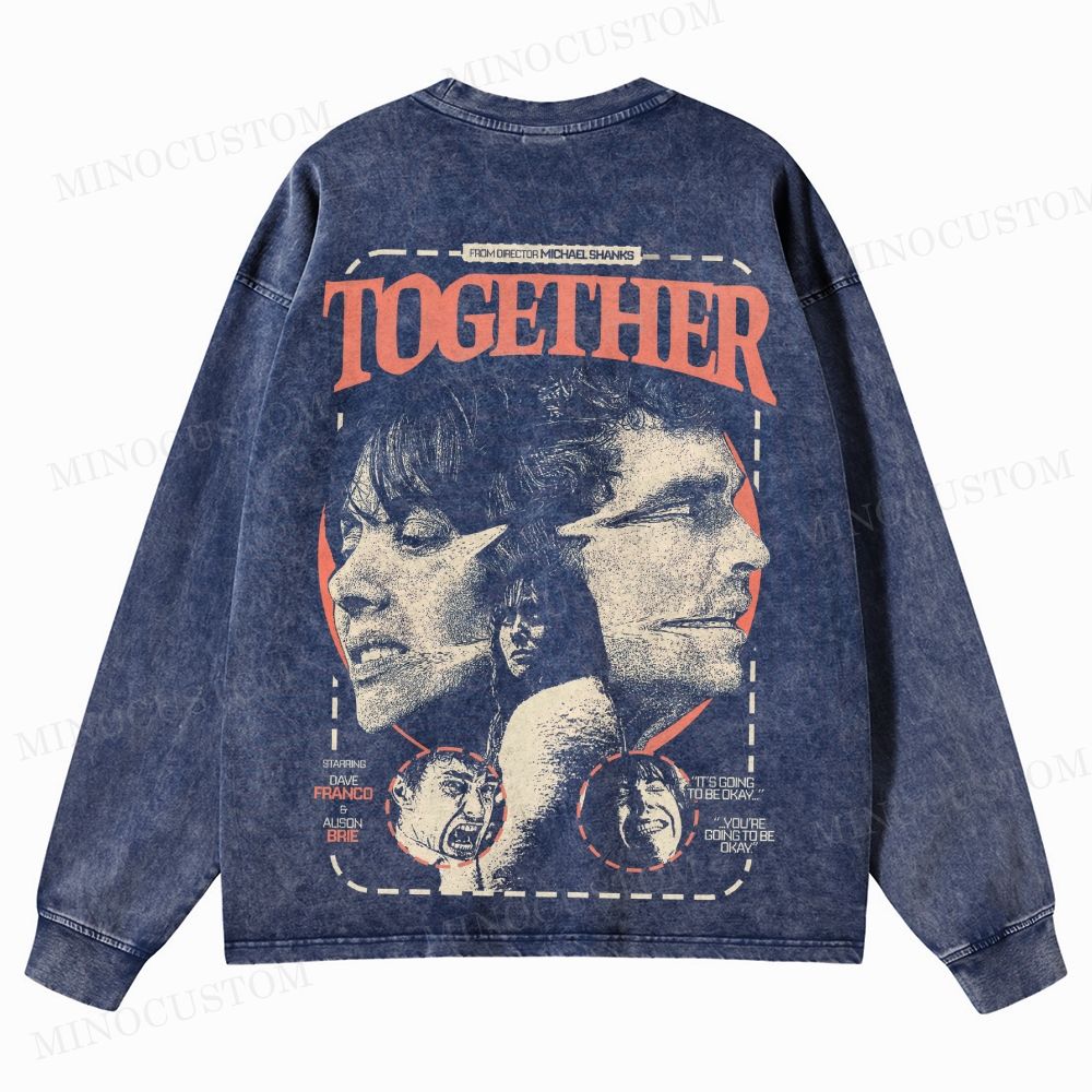 Together (2025) Body Horror Romance Graphic Washed Long-Sleeved T-Shirt 