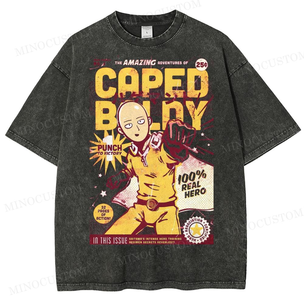 Caped Baldy Comic Washed T-Shirt 